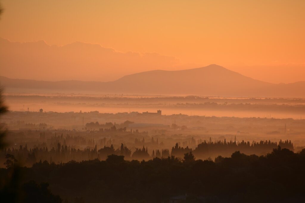 View of sa pobla mallorca at sunset
