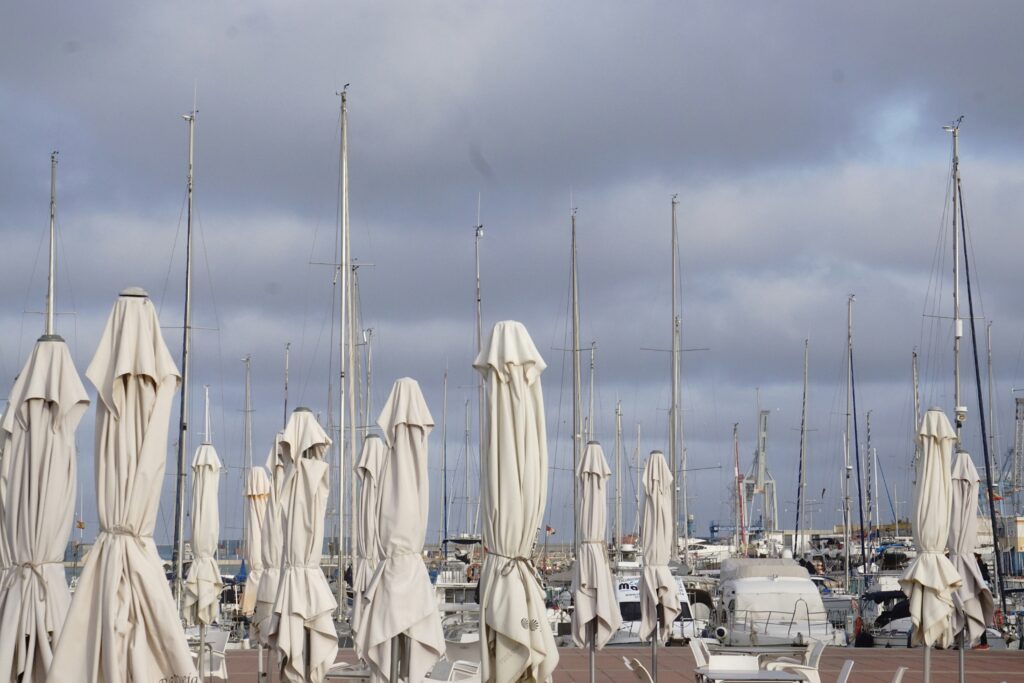 beach umbrellas in Puerto Grao, Castellón
